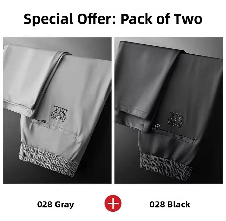 Qui Dry Ice Silk Men's Casual Pants for Work Busin Casual Sle mid Waist Straight Leg Long Pants Summer Thin Fabric