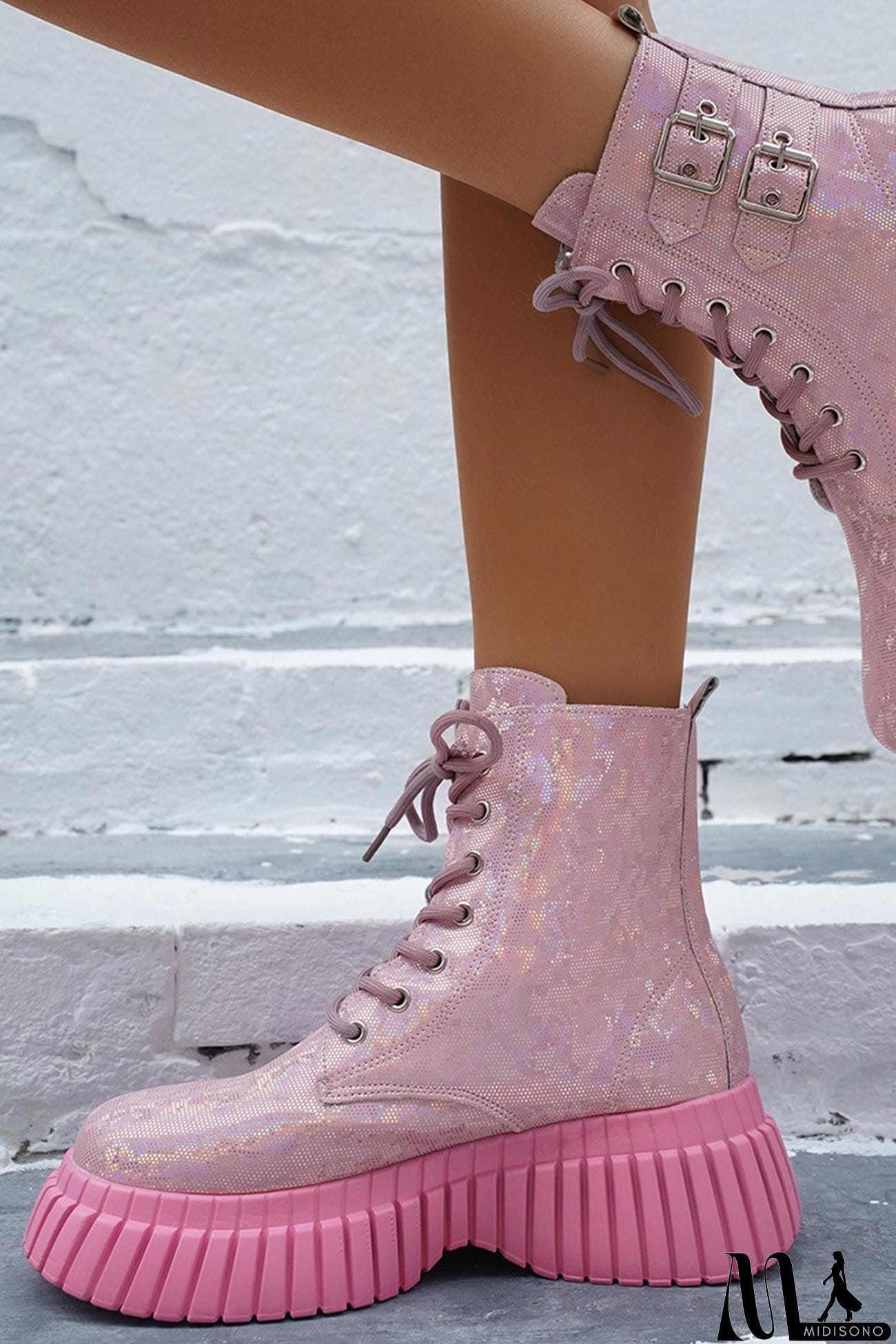 MidiSono - Glossy Platform Martin Boots