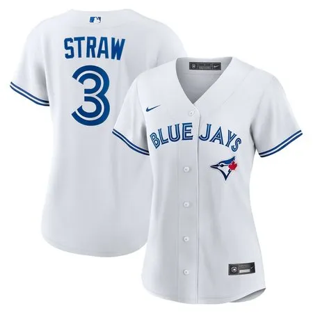 Women's Toronto Blue Jays #3 Myles Straw  White Home Replica Jersey
