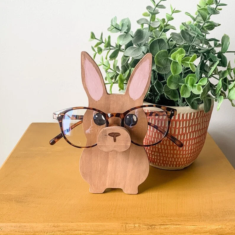 Rabbit Wooden Glasses Stand Easter Gift