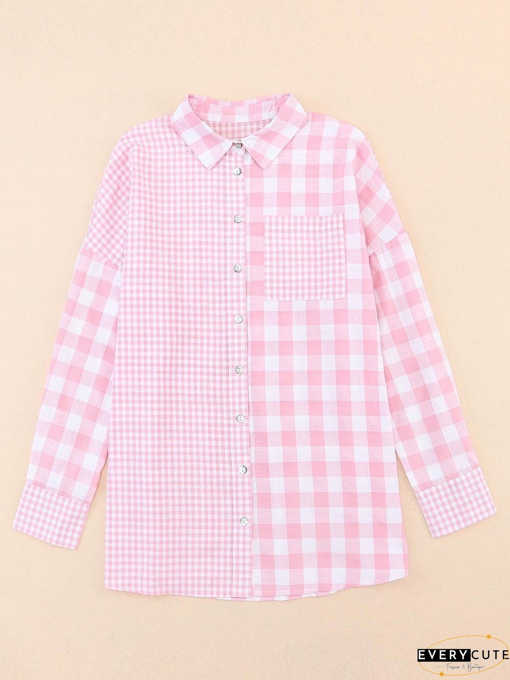 Cute Pink and White Plaid Shirt