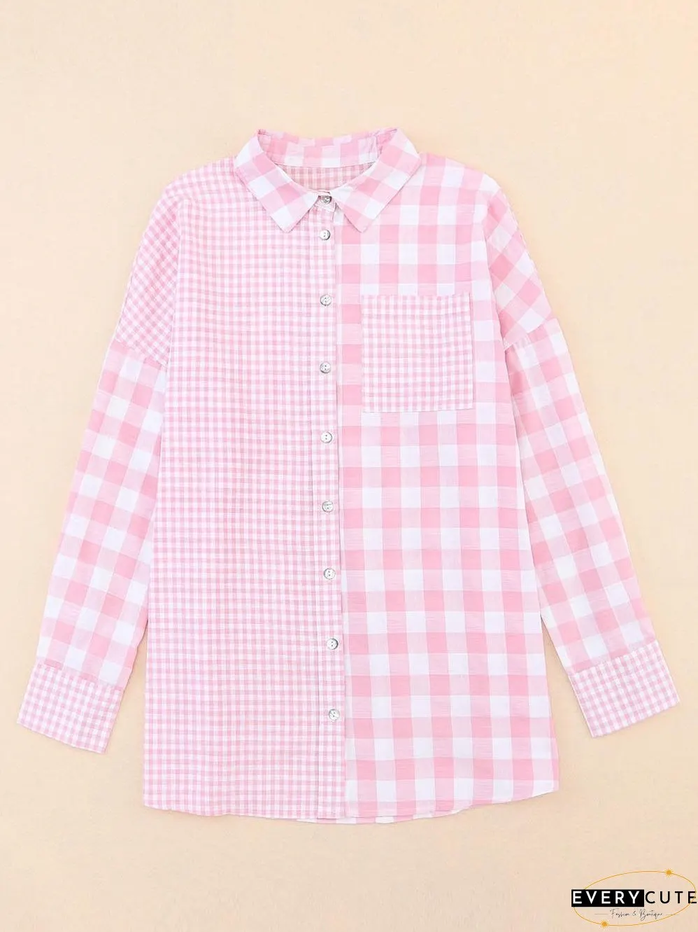 Cute Pink and White Plaid Shirt