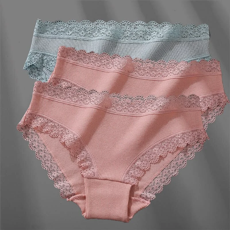 3PCS/Set Women's Cotton Panties Sexy Lace Lingerie Female Soft Underwear For Girls Ladies Underpants Floral Briefs Woman's panty