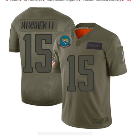 Men's Jacksonville Jaguars #15 Gardner Minshew II  2019 Camo Salute To Service Limited Stitched NFL Jersey