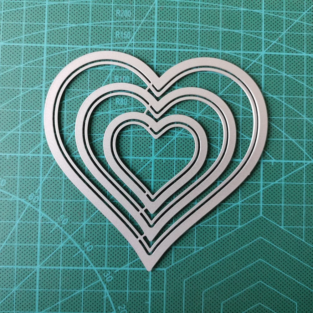 102X98mm 6Pcs Heart Hollow Frame Metal Steel Cutting Dies Stencil DIY Scrapbooking Paper Card Embossing Die Template