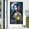 (40*70cm)Lantern Girl and Owl - Round AB Drill Diamond Painting