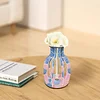 Diamond Painting Wood Blue Pink Flower Vase Ornaments for Home Office Decor