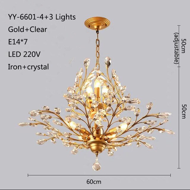 American Luxurious Crystal Chandelier E14 LED For Restaurant  Lighting Chandelier Modern Home Decor Lighting Fixtures Room