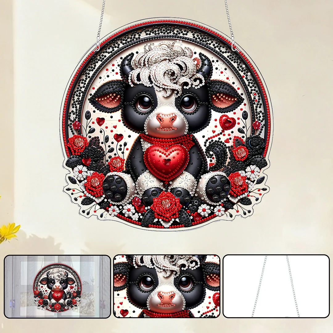 Heart 2D Flat DIY Acrylic Diamond Painting Pendants Crafts for Home Wall Decor