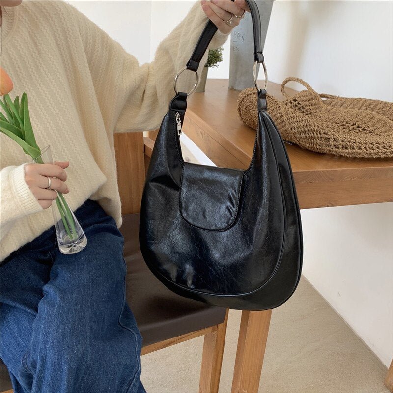 Women Shoulder Bag Large Capacity Solid color PU Leather Female Casual hand Bag ladies handbags big totes bolsas brown