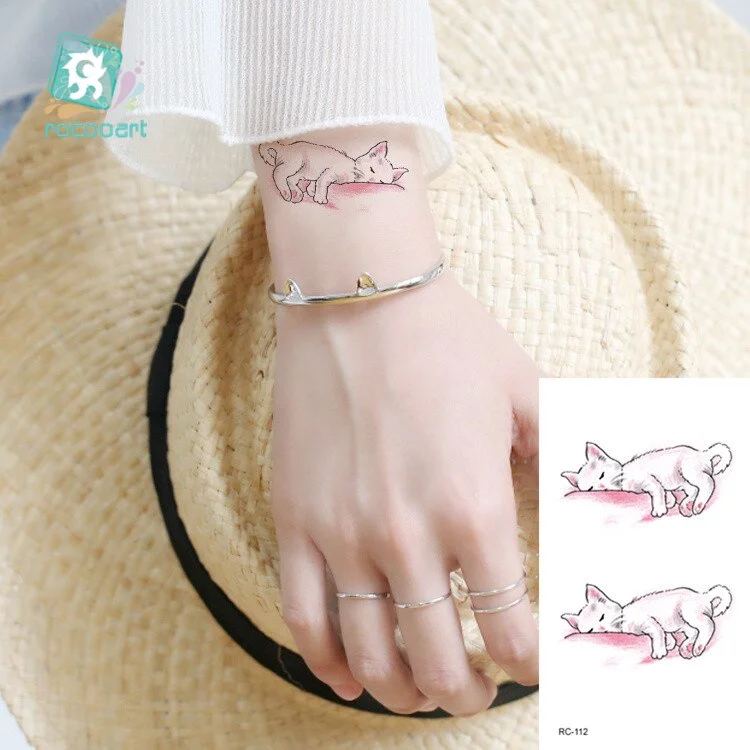 Rocooart Animal Waterproof Temporary Tattoo Sticker Flamingo Cat Fox Tatoo Body Art Women New Fake Taty Tatuaje Cute Small Tatto