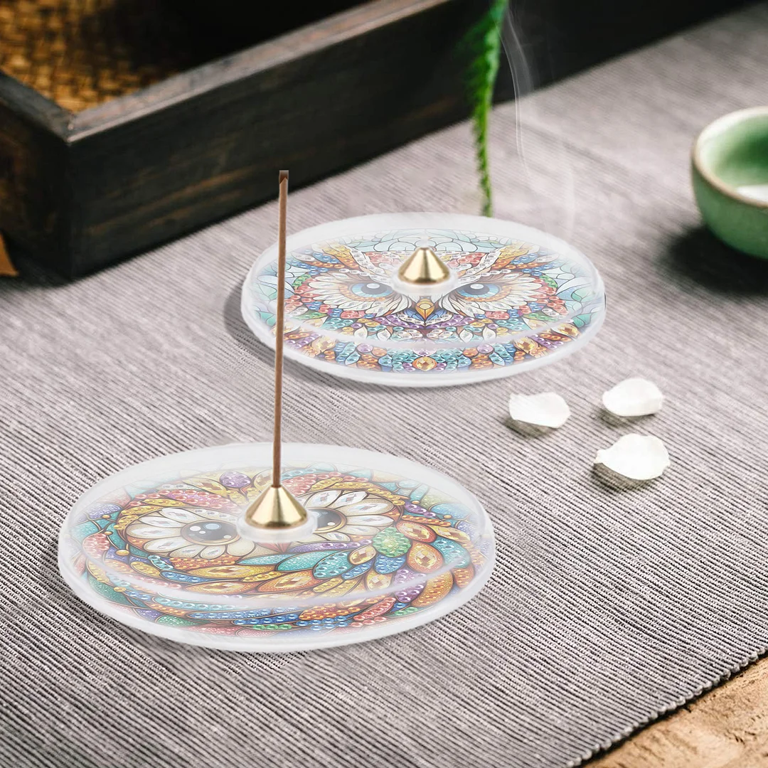 4pcs DIY Diamond Painting Incense Tray Incense Burner Stick Holder (Tree Life)