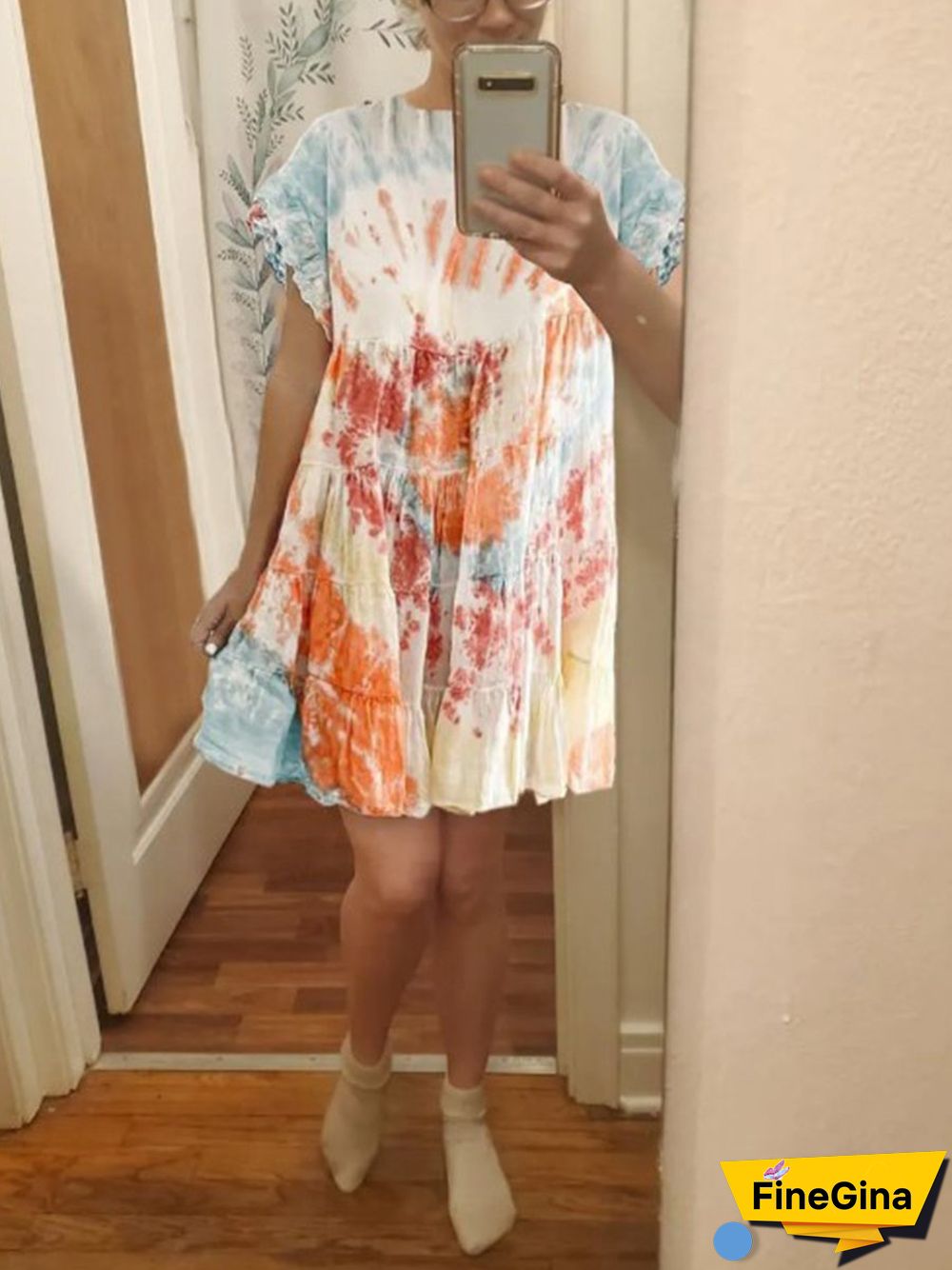 Cute Casual Summer Tie-dye Mini Dress P11151