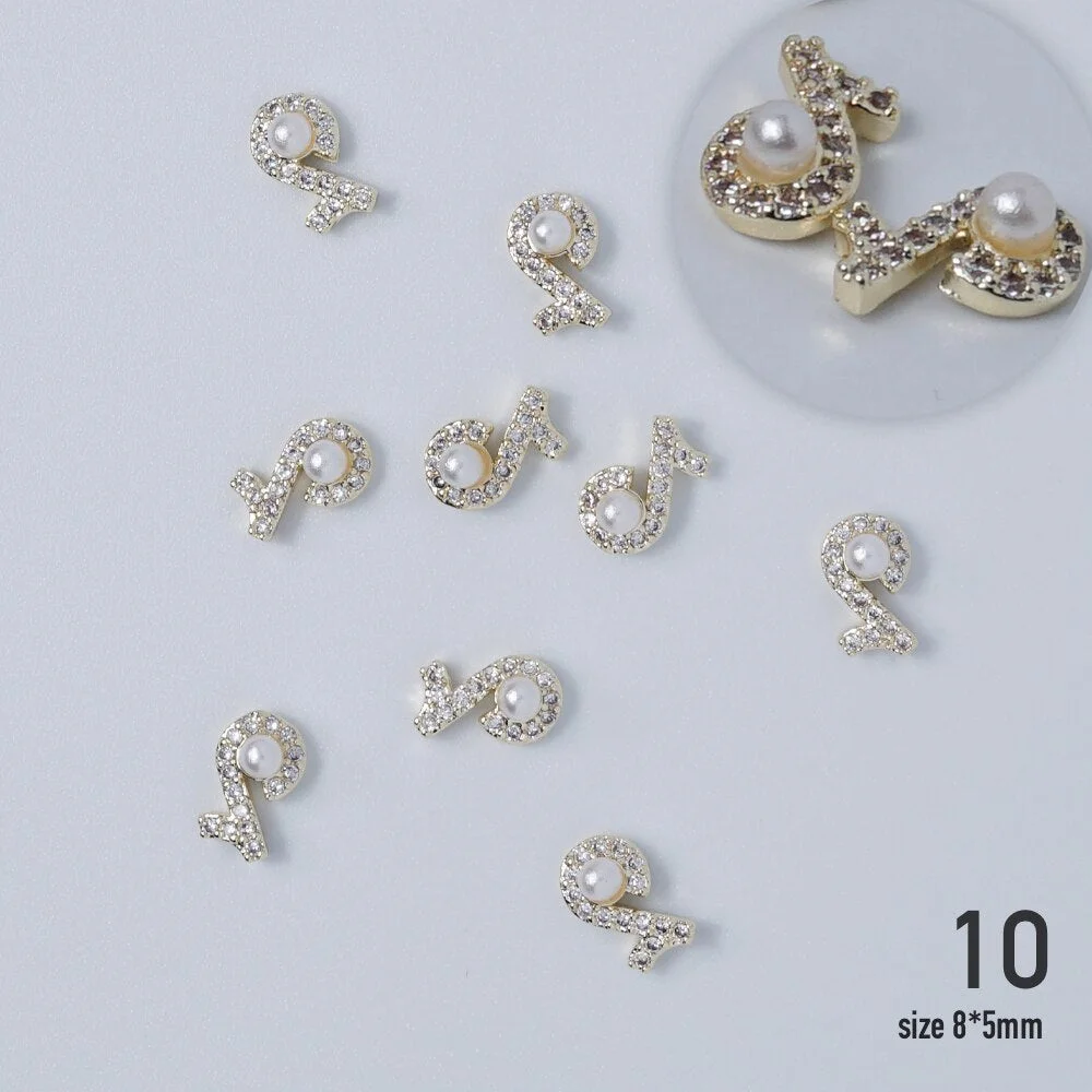 Nail jewelry 3D Alloy high quality zircon Butterfly Flower crystal Pearl Metal Manicure Nails DIY Accessories Nail Decor