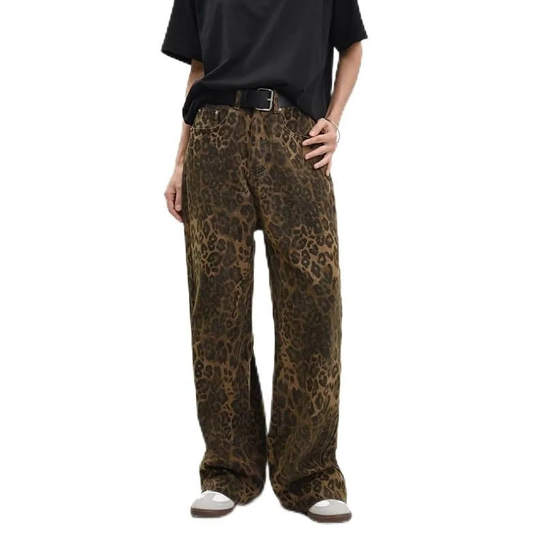 Toloer Hot Style Leopard Print Retro Jeans Woman-Outfit Ideas