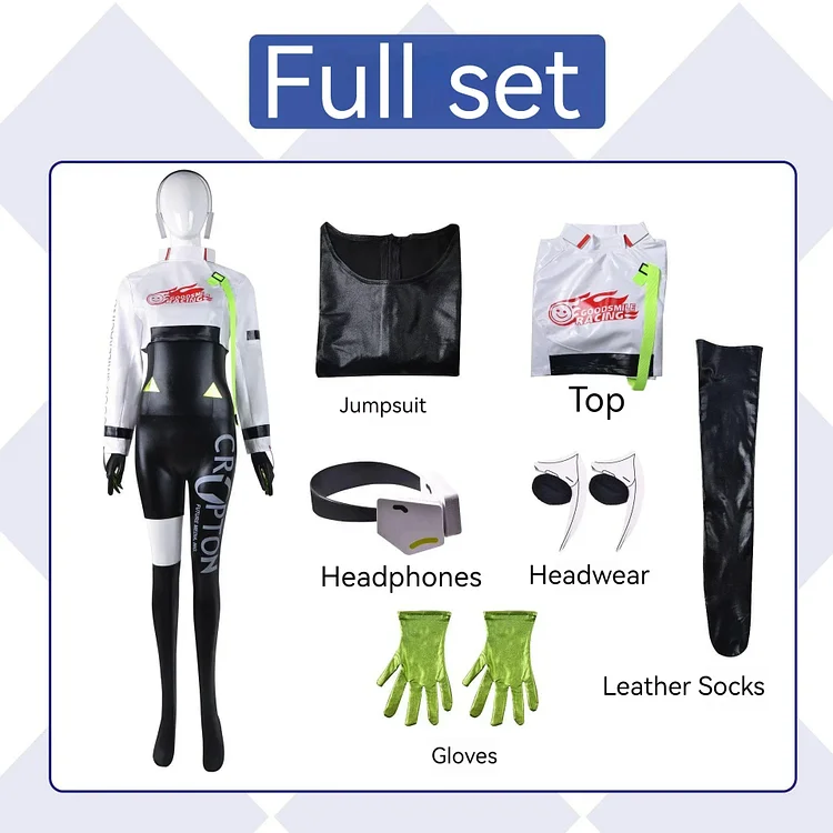 【Wetrose】Hatsune Miku Racer Cosplay Costume 2022 Racing Suit Wig Full Set PU Leather Bodysuit Jumpsuit