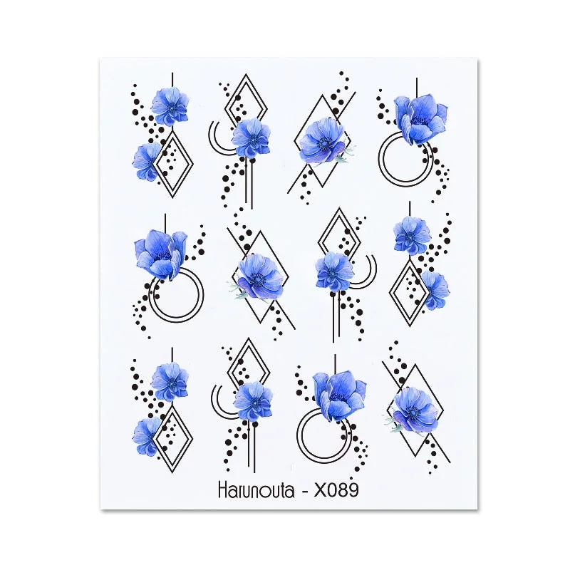 Harunouta Geometry Color Wave Love Heart Pattern Water Decals Stickers Butterfly Dragon Slider For Nails Art Decoration DIY-Nail Inspo