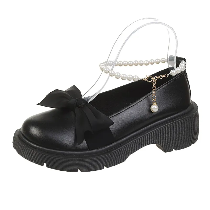 Breakj Breakj Mary Jane Shoes Women 2025 Spring And Autumn New Pearl Bow Girl Single Shoes Coarse Fairy Wind And Happy Shoes