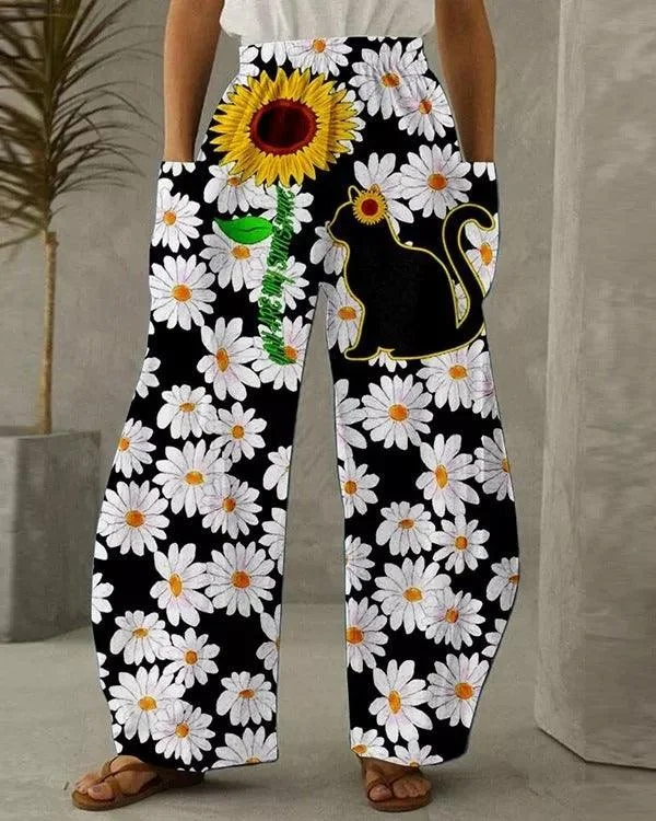 Plus Size African Print Comfort Pants-Grey