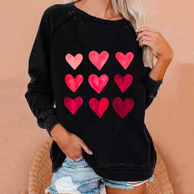 Comstylish Women's Valentine's Day Heart Print Sweatshirt