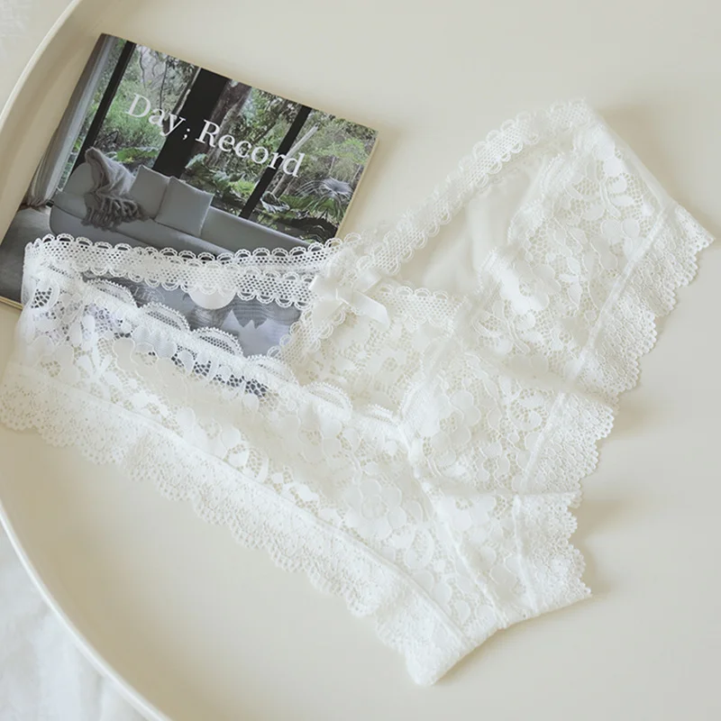 Uveng Uveng Lace Thong Women Cotton T-Shirt Cut-Out Low-Waisted Bow Cross Peach Ass Trousers