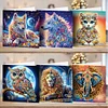 6Pcs DIY Wolf Owl Lion Diamond Painting Greeting Card 