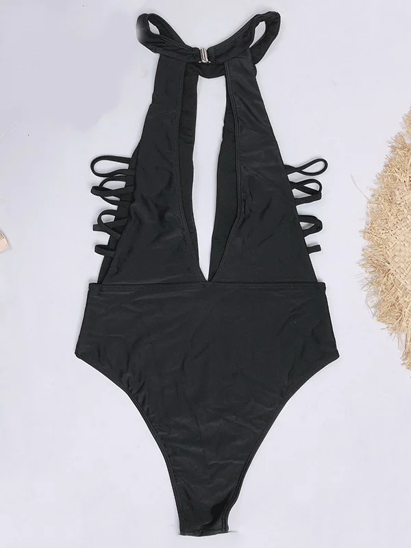 Sexy Bandage Backless One-Piece Swimwear 