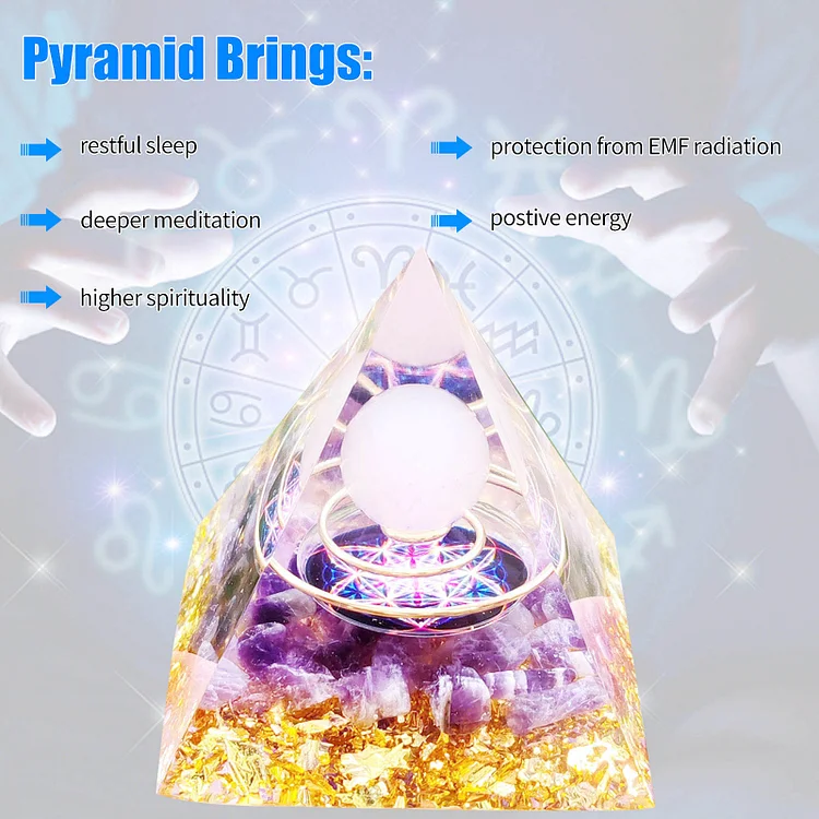 6cm Crystal Pyramid Reiki Healing Orgone Pyramid for Office Study (B)