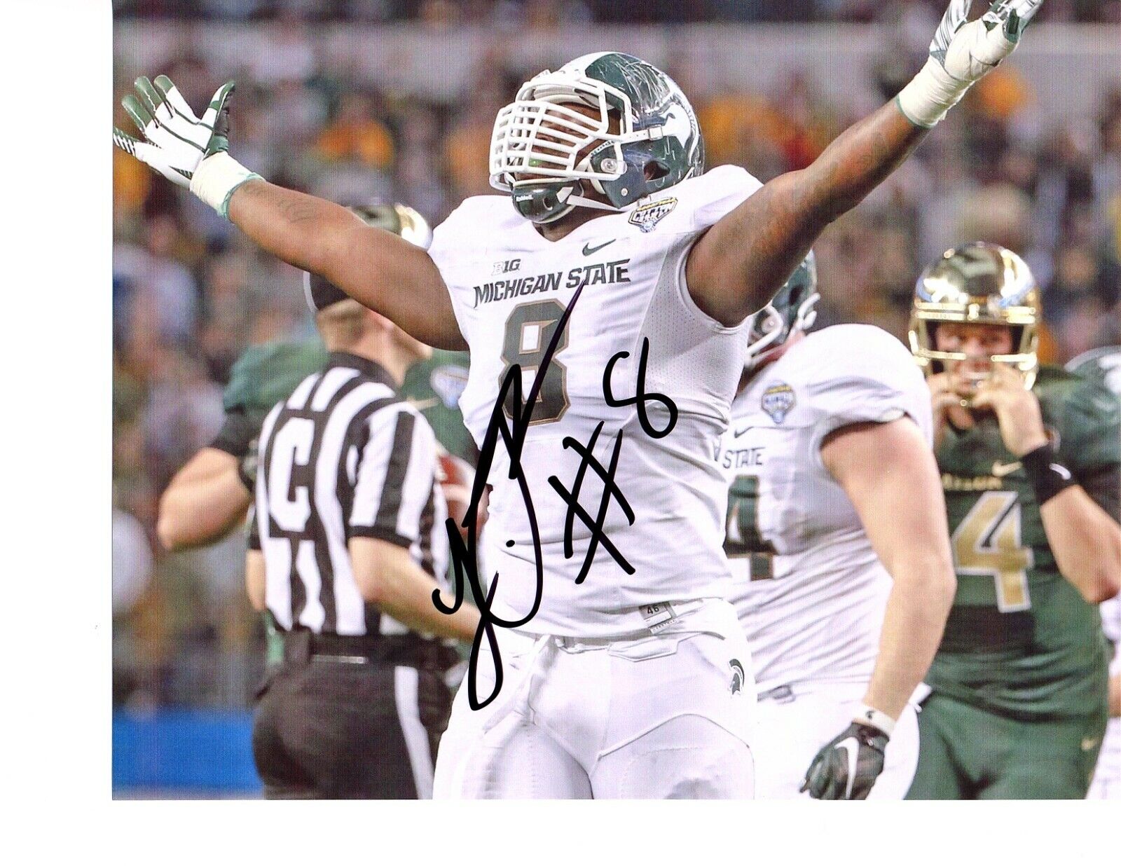 Lawrence Thomas signed 8x10 football Photo Poster painting MSU Spartans Michigan State e