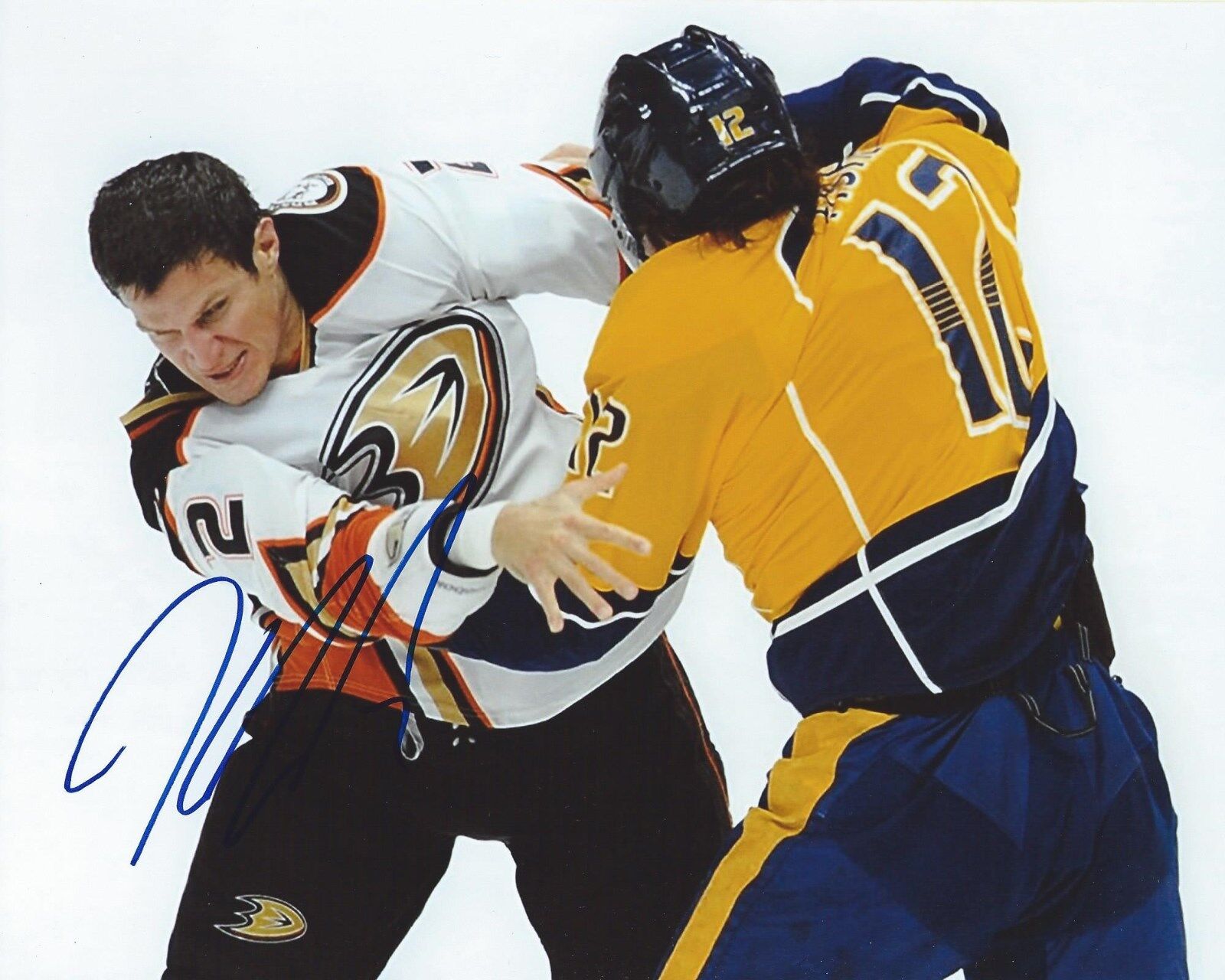 Kevin Bieksa Signed 8x10 Fight Photo Poster painting Anaheim Ducks Autographed COA