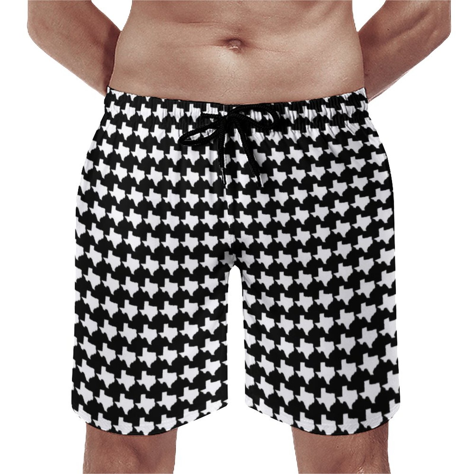 Texas Houndstooth Texas Pride Elegant Men's Swim Trunks Summer Board Shorts Quick Dry Beach Short with Pockets