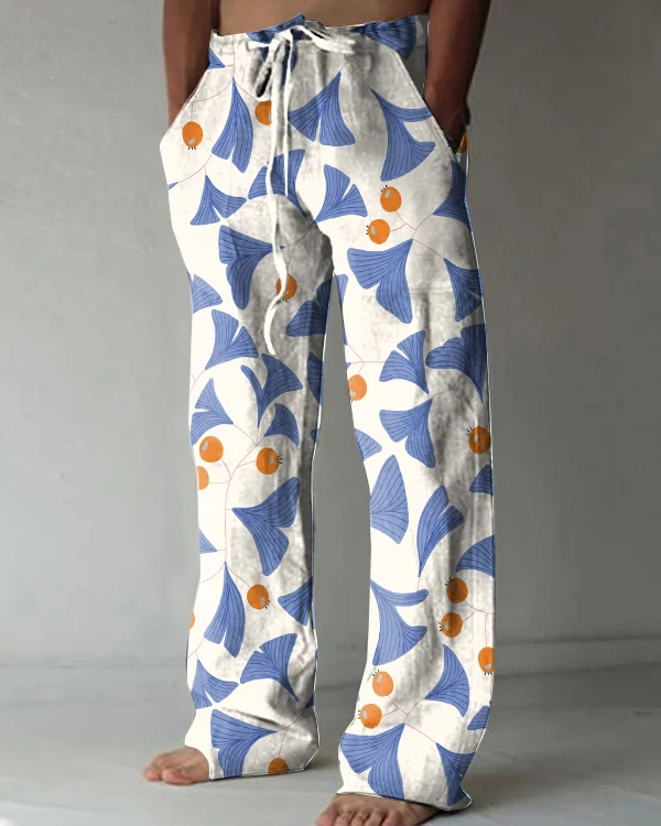Men's Japanese Ginkgo Leaf Art Casual Pants