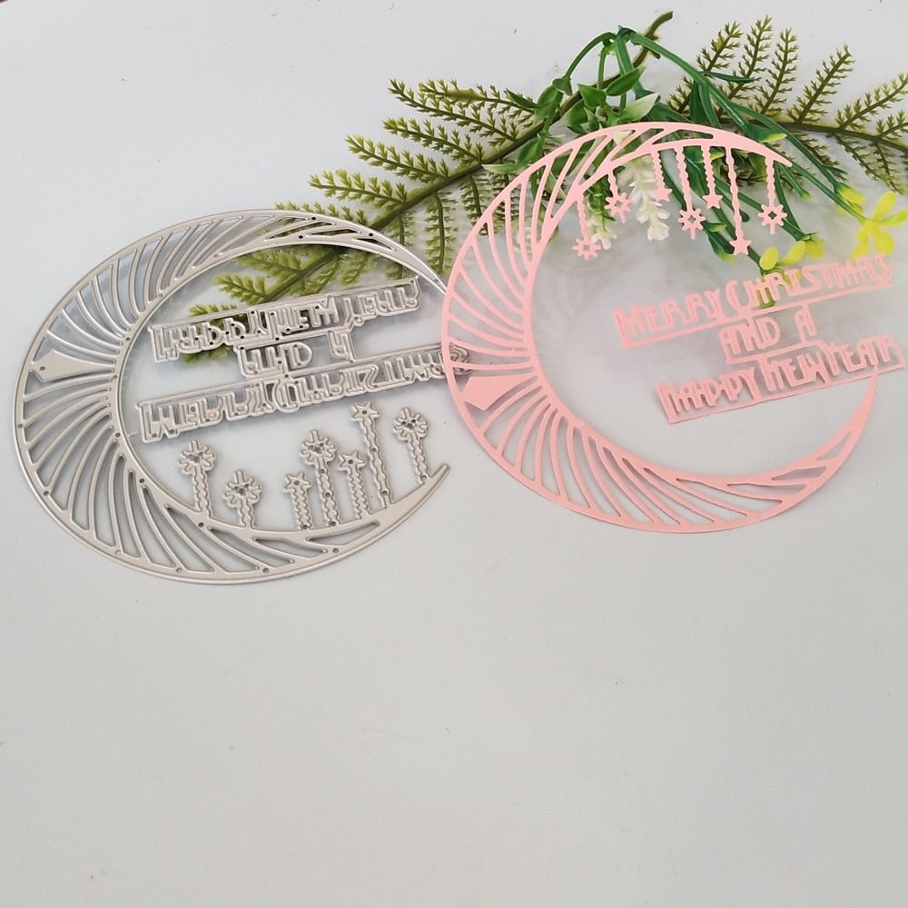 Merry Christmas Moon Star Goddess Happy New year Happy Metal cutting dies Mould DIY scrapbook Photo album Handicrafts Mold.