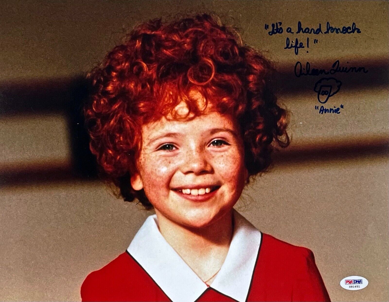 AILEEN QUINN Autograph Hand SIGNED 11x14 Photo Poster painting ANNIE Tomorrow PSA/DNA CERTIFIED