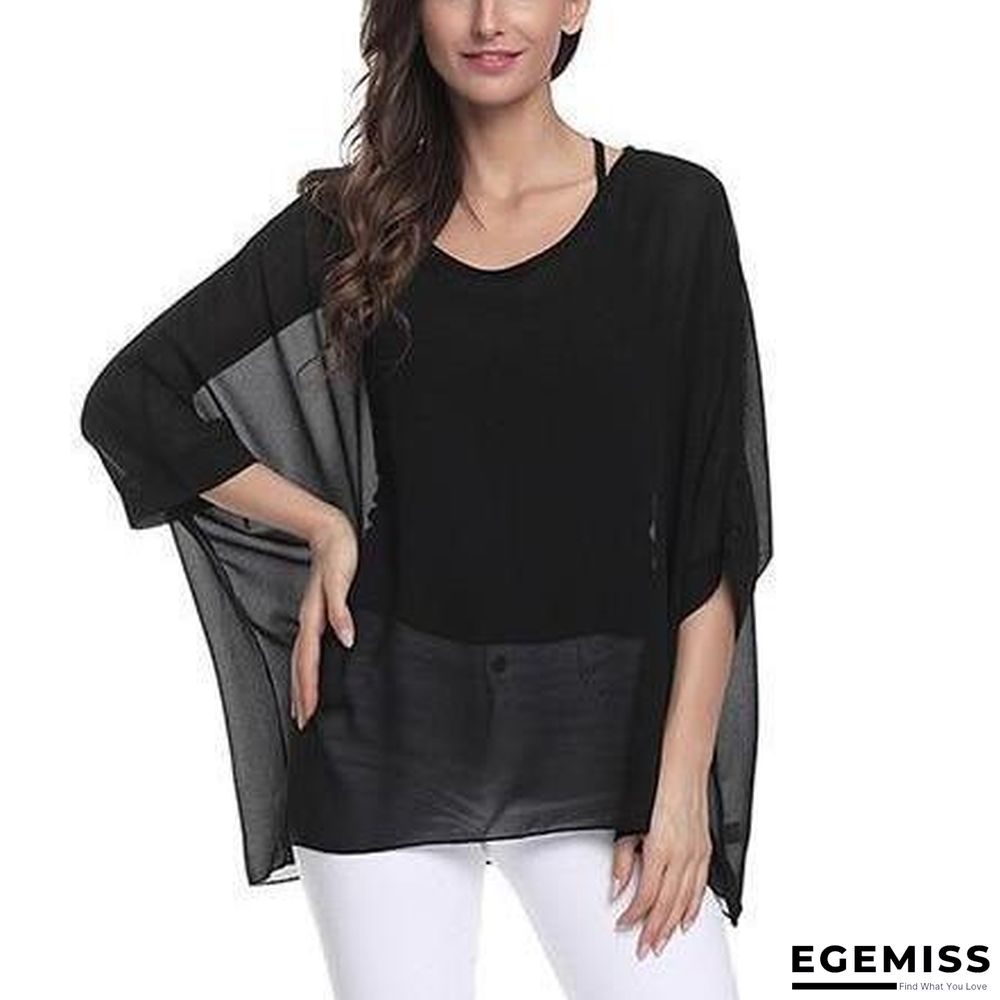 6XL Plus Size Women Batwing Sleeve Casual Chiffon Tops Blouses | EGEMISS