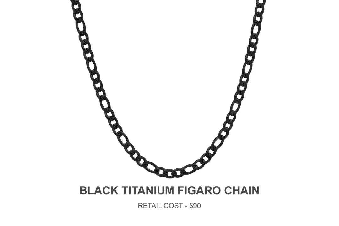 18k gold plated, titanium black plated, solid stainless steel, diamond, pearl, and leather.