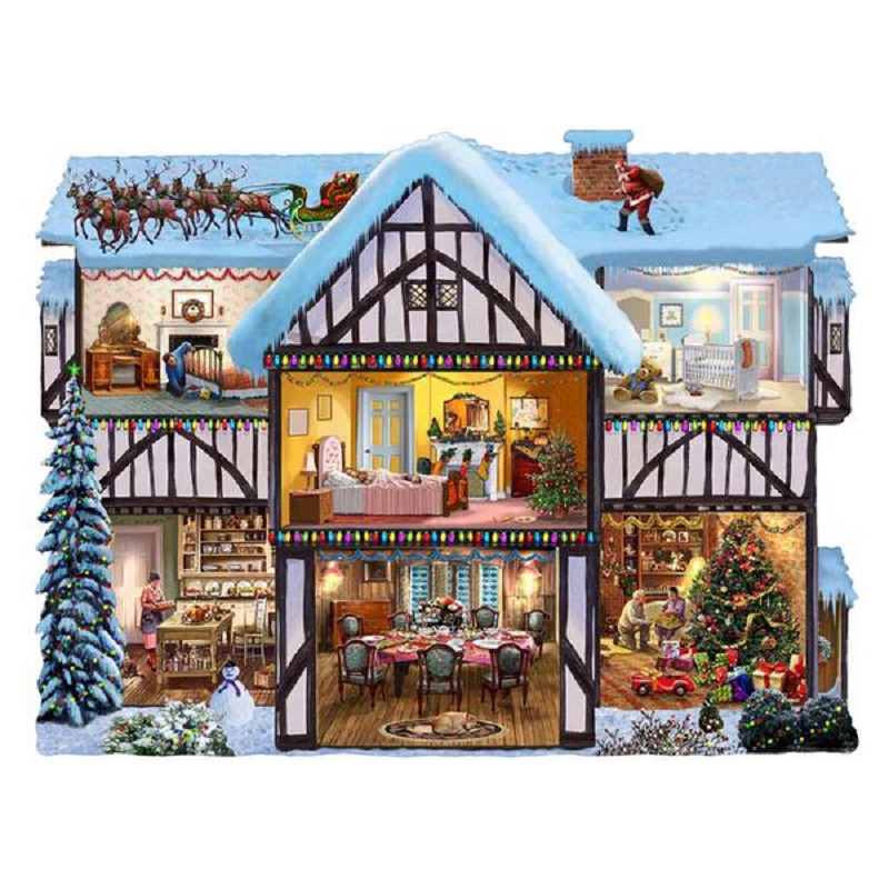 

Christmas House - 11CT Stamped Cross Stitch - 50*40CM, 501 Original