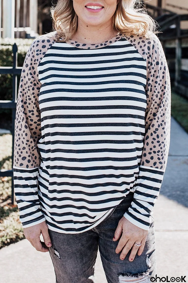 Stripe Cheetah Raglan Top