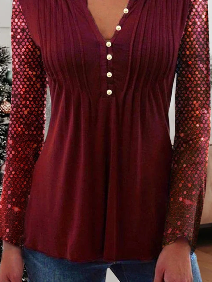 Women Half Sleeve V-neck Solid Color Dress