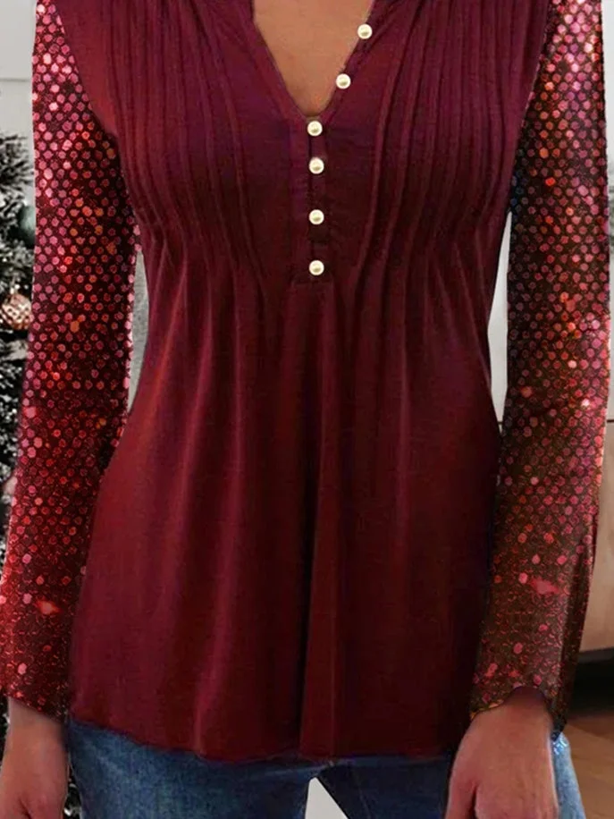 Women Half Sleeve V-neck Solid Color Dress