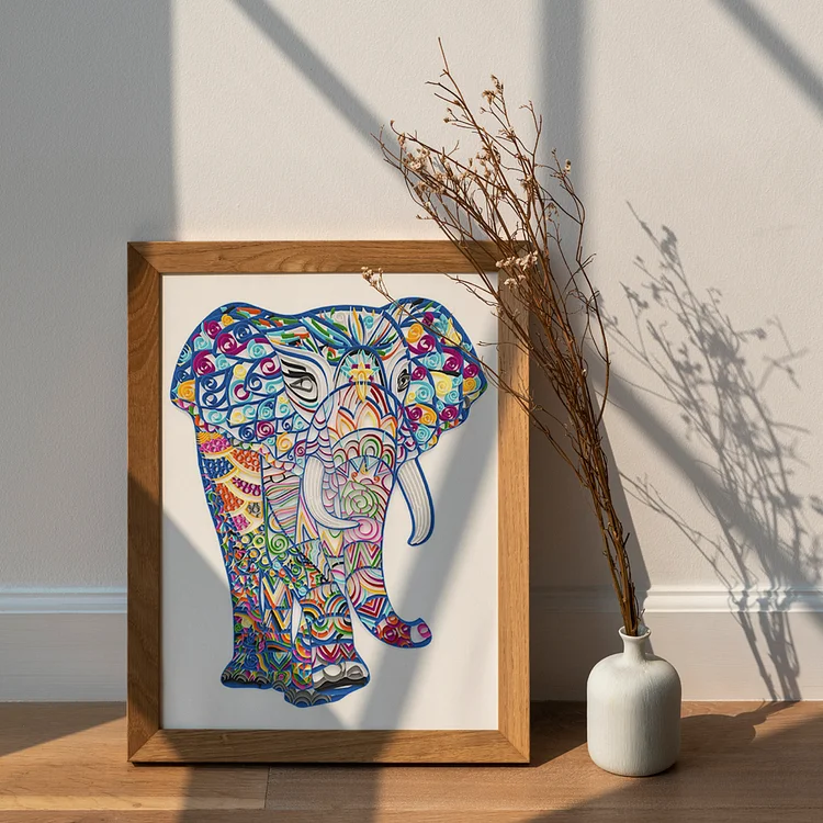 Paper Filigree Painting Kit- Elephant