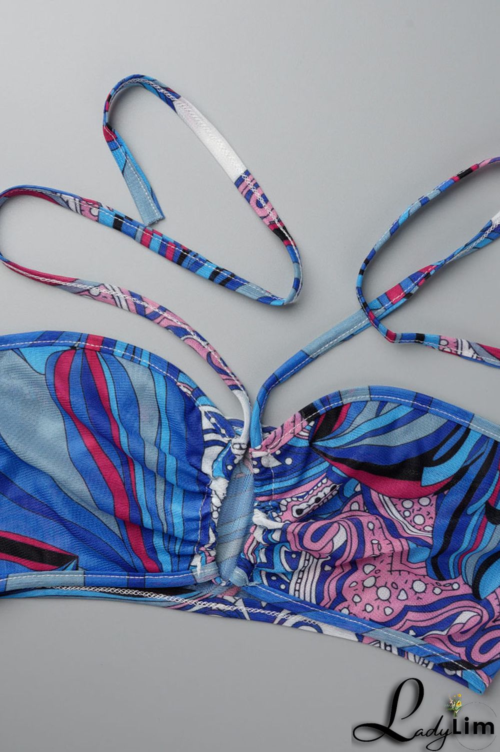 Blue Fashion Casual Print Basic Turndown Collar Long Sleeve Three-piece Set