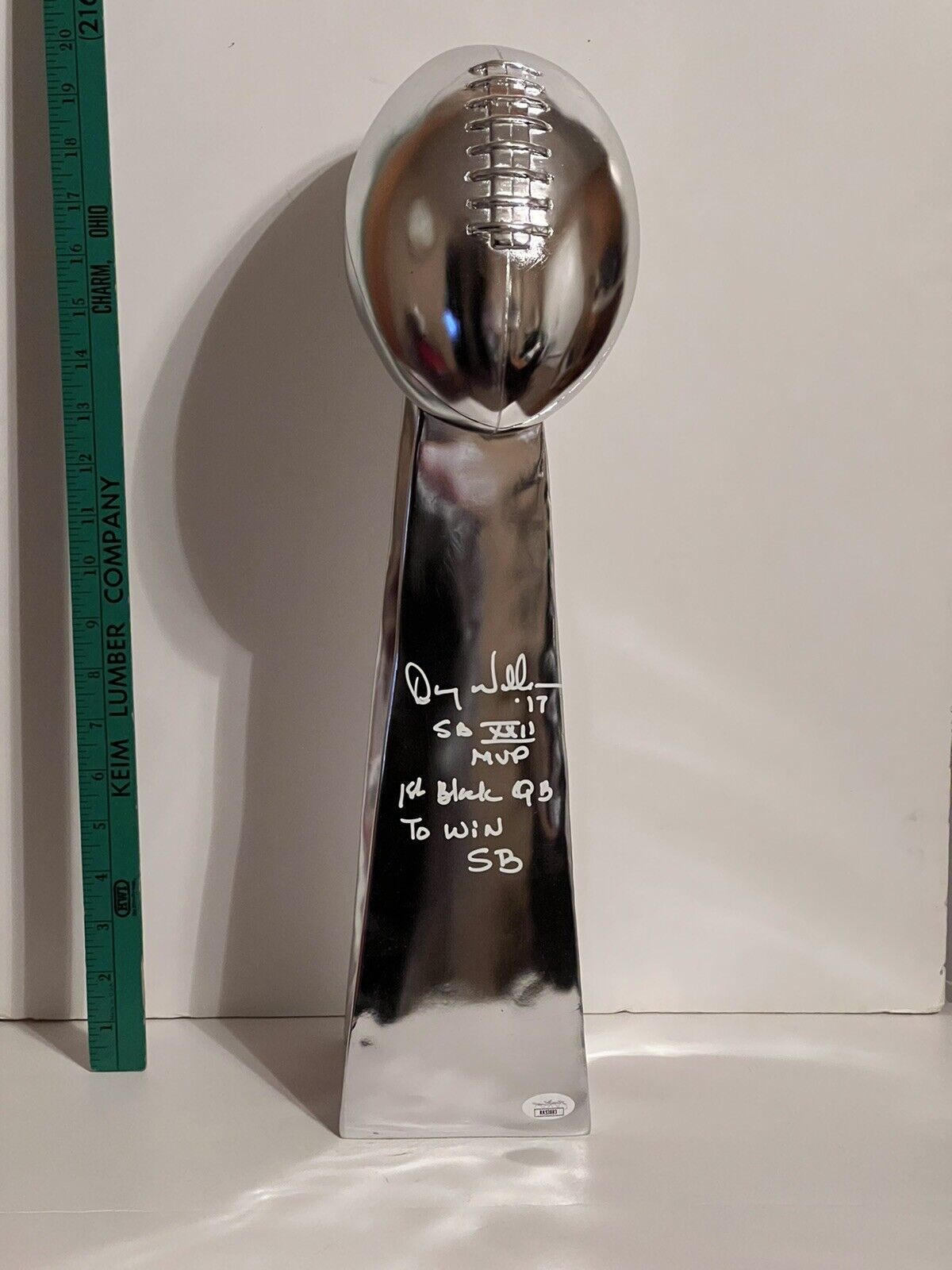 Doug Williams SB MVP signed autographed Replica Super Bowl Trophy JSA WItness