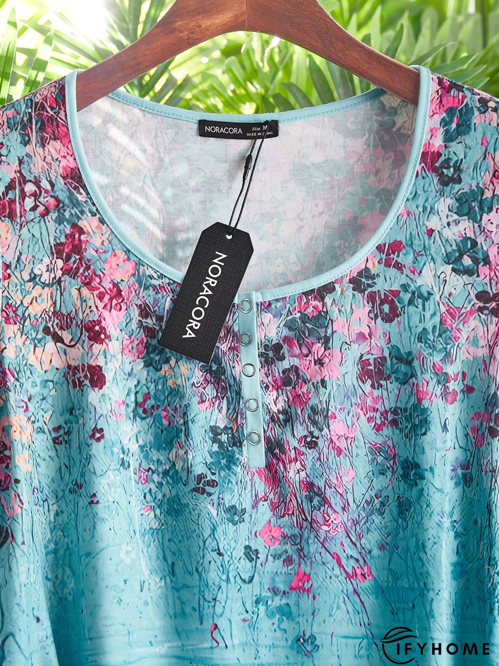 Women's Daily Holiday Weekend Floral Camis Floral Short Sleeve Button Print V and round Neck Casual Streetwear Top Tunic T-Shirt | IFYHOME