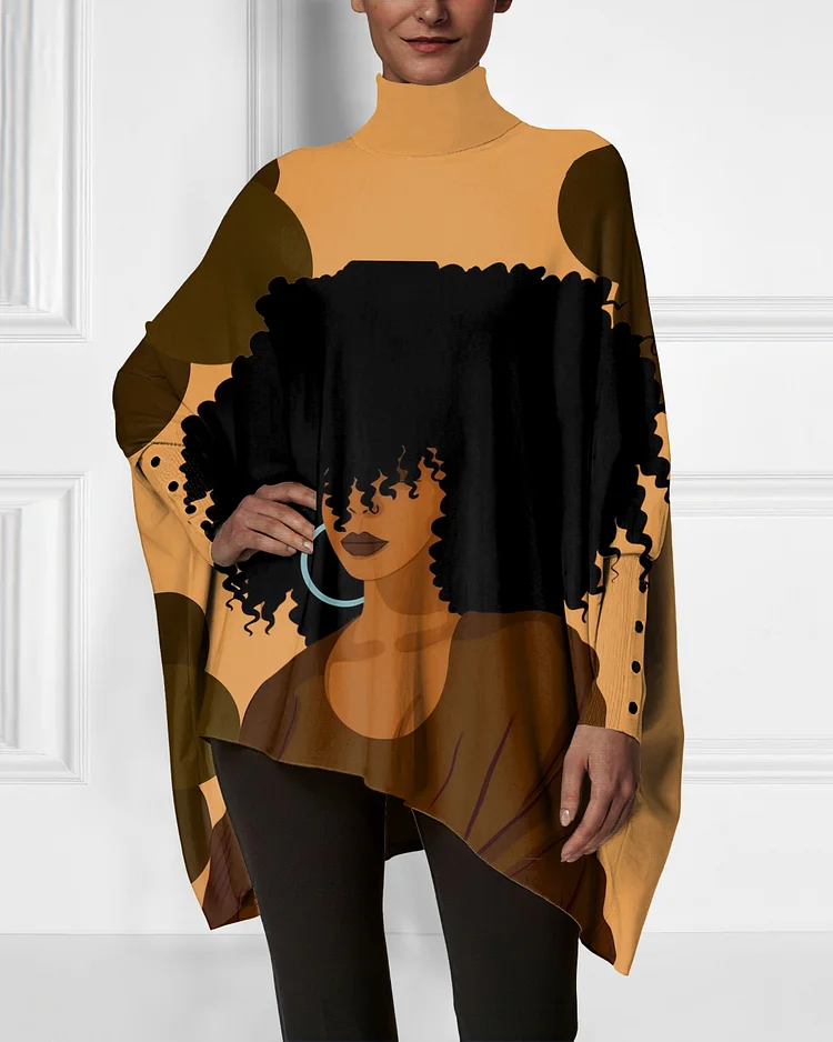 Afro Woman Irregular High Neck Top