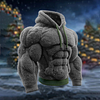 3D Print Christmas Ugly Sweater Men's Vintage Muscle Line Art Flannel Cozy Hooded Sweatshirt by Inlyline