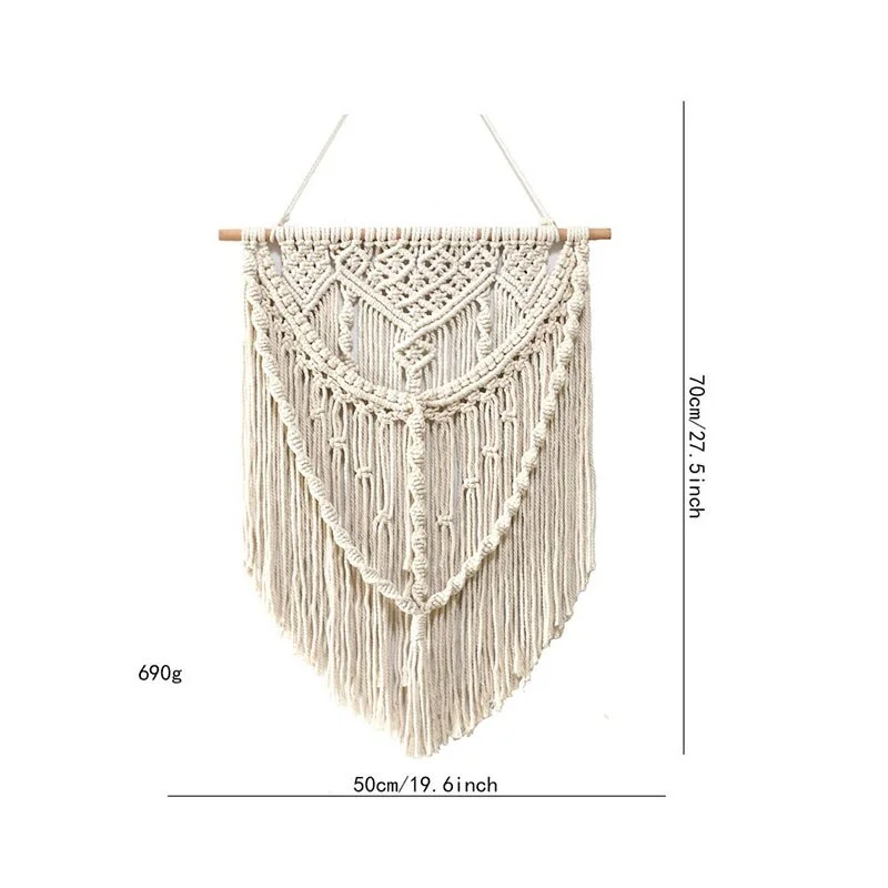 Macrame Tapestry Handmade Woven Macrame Wall Hanging Tapestry Leaf Feather Boho Decoration Home Decor Aesthetic Wall Tapestry