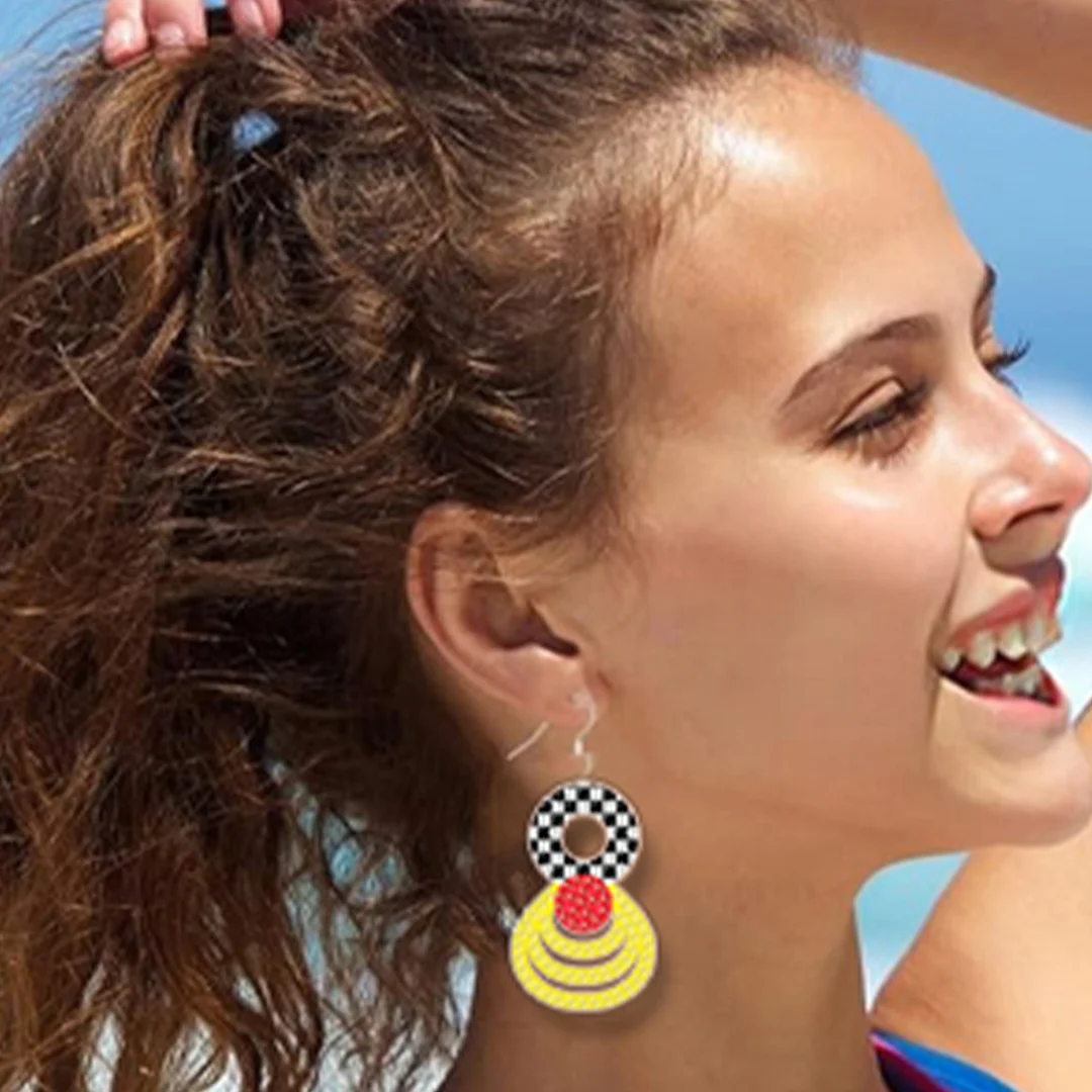 12 Pairs Geometry Diamond Painting Earrings DIY Diamond Art Earrings for Adults