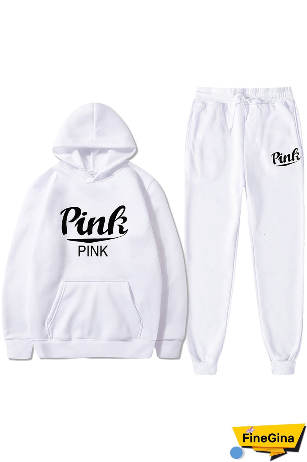 Black Casual Letter Print Basic Hooded Collar Long Sleeve Two Pieces