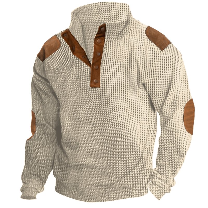 Men's Training Colorblock Waffle Lapel Sweatshirt